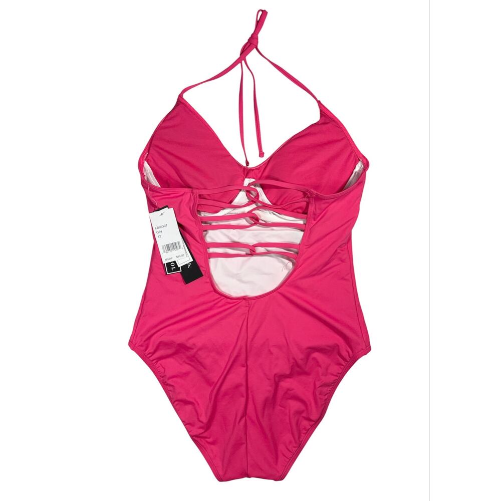 La Blanca Island Goddess Scoop Front Tummy Control One Piece Swimsuit Pink Sz 12 - Picture 3 of 9